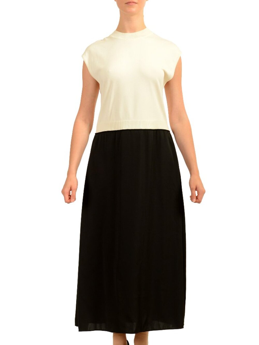 Hugo Boss Women's "Ferdola" Two Tone Crewneck A-Line Long Dress US XL IT 46